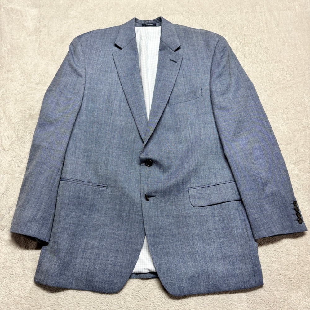 Ralph Lauren Sport Coat Mens 44R Wool Silk Linen Blue 2-Button Blazer